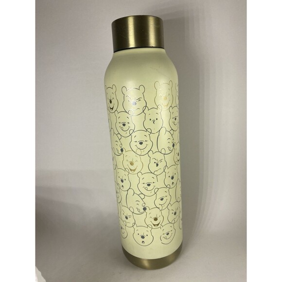 Disney Winnie the Pooh Stainless Steel Water Bottle Faces 21oz Gold Lid Rare - Picture 4 of 10